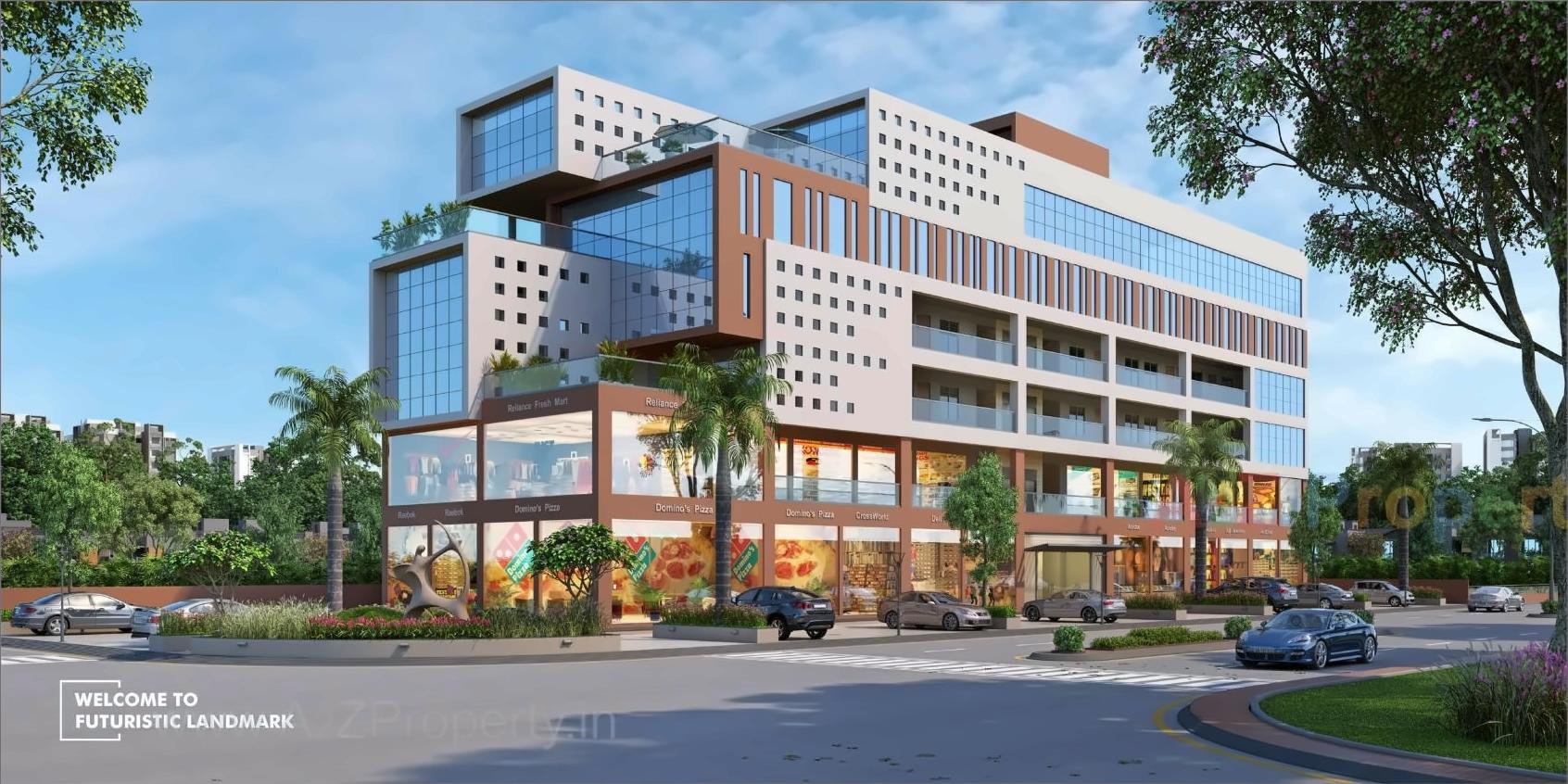 3D Elevation of real estate project Keshavam Square located at Kudasan, Gandhinagar, Gujarat