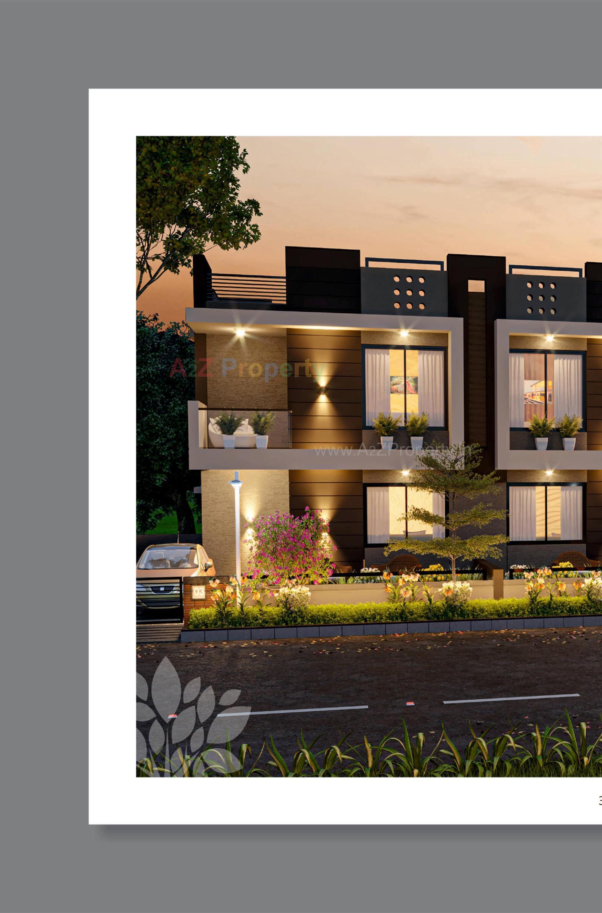 3D Elevation of real estate project Keshvan Bungalows located at Kalol, Gandhinagar, Gujarat