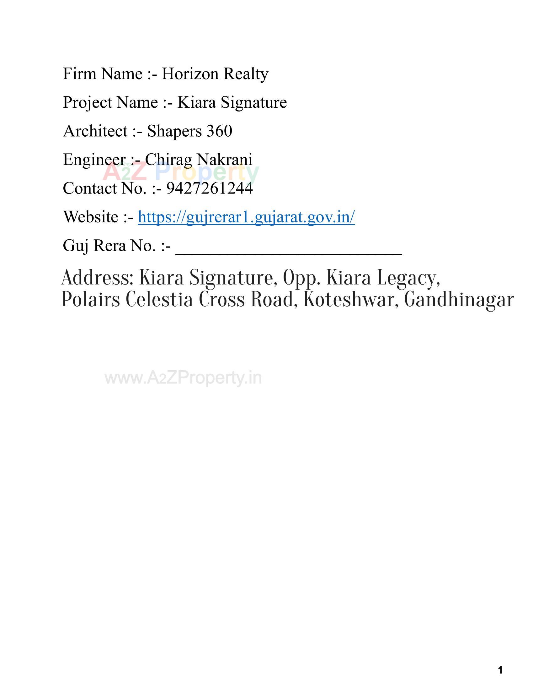  of real estate project Kiara Signature located at Gandhinagar, Gandhinagar, Gujarat