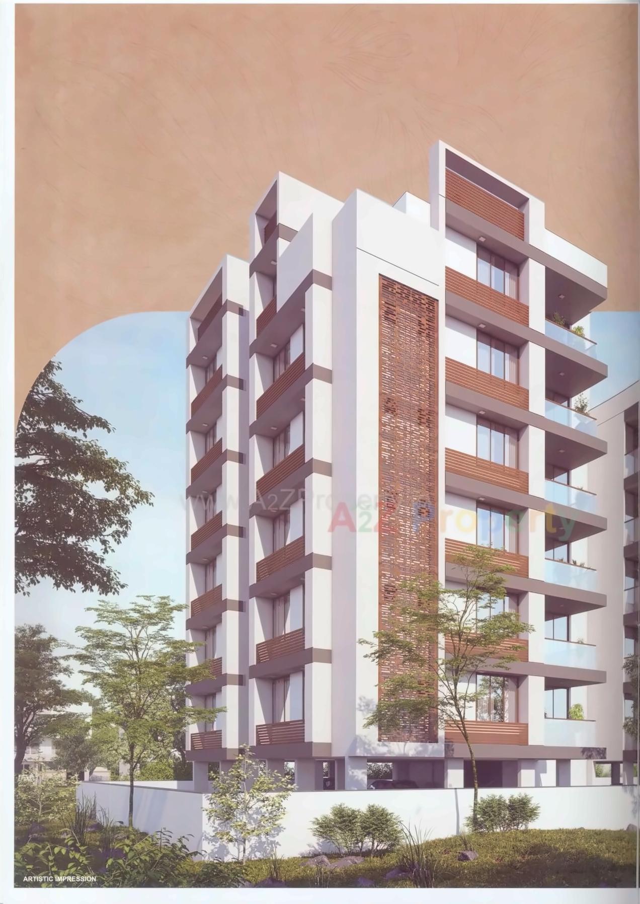 3D Elevation of real estate project Krishna Icon located at Nana-chiloda, Gandhinagar, Gujarat