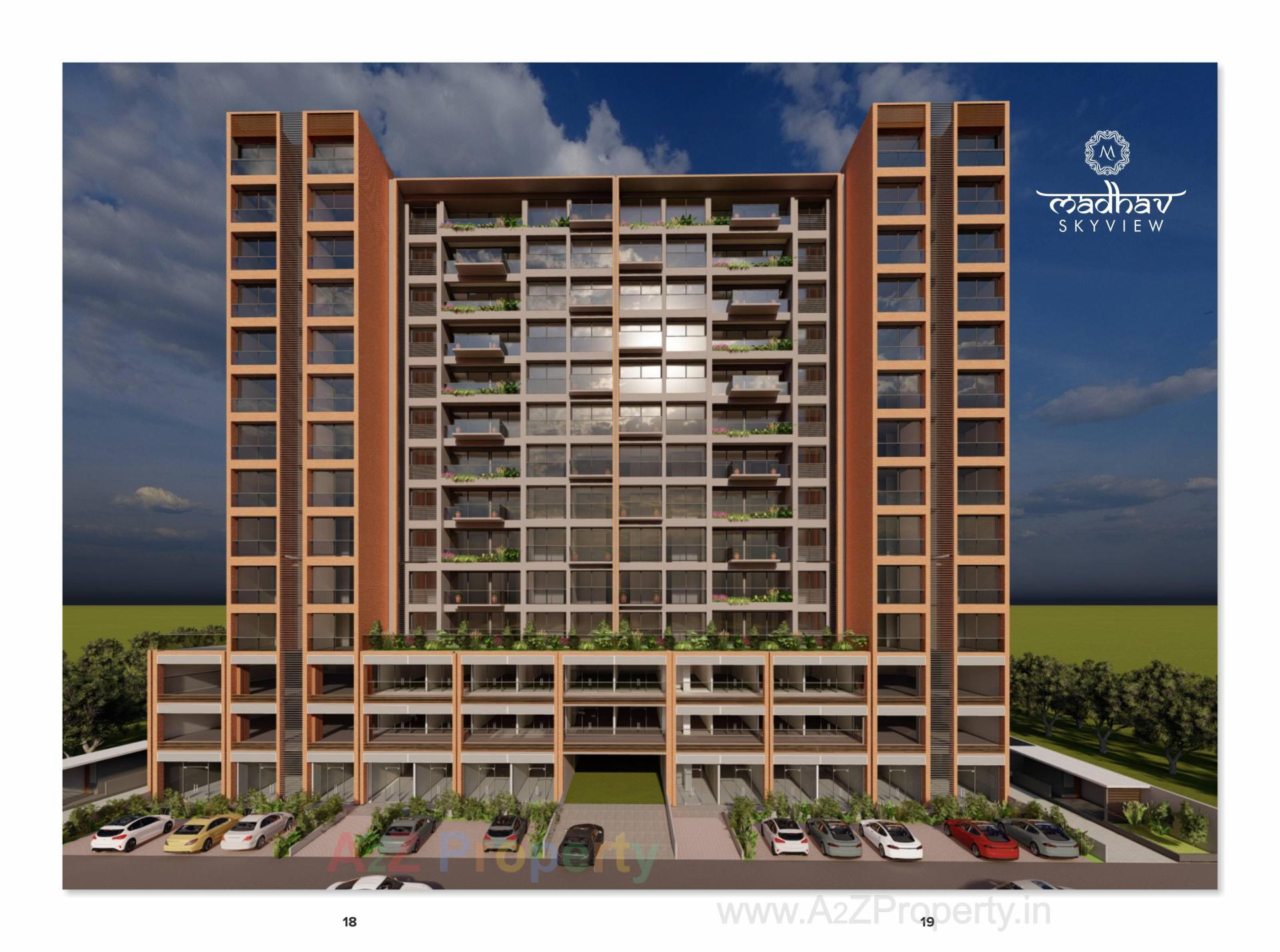 3D Elevation of real estate project Madhav Skyview located at Kudasan, Gandhinagar, Gujarat