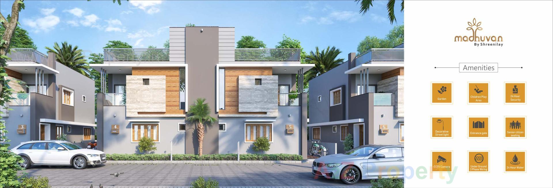 3D Elevation of real estate project Madhuvan By Shreenilay located at Mansa, Gandhinagar, Gujarat
