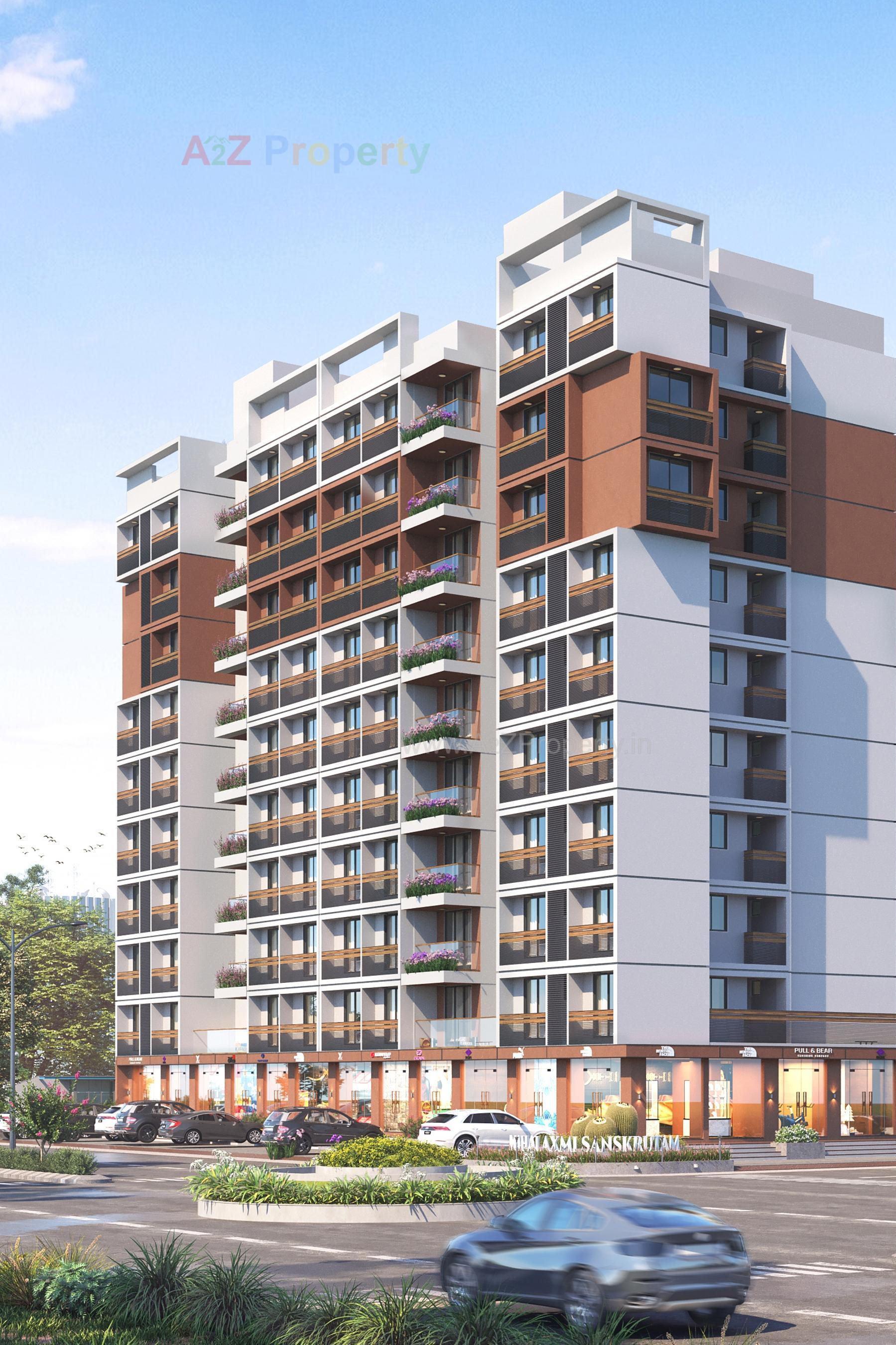 3D Elevation of real estate project Mahalaxmi Sanskrutam located at Pethapur, Gandhinagar, Gujarat