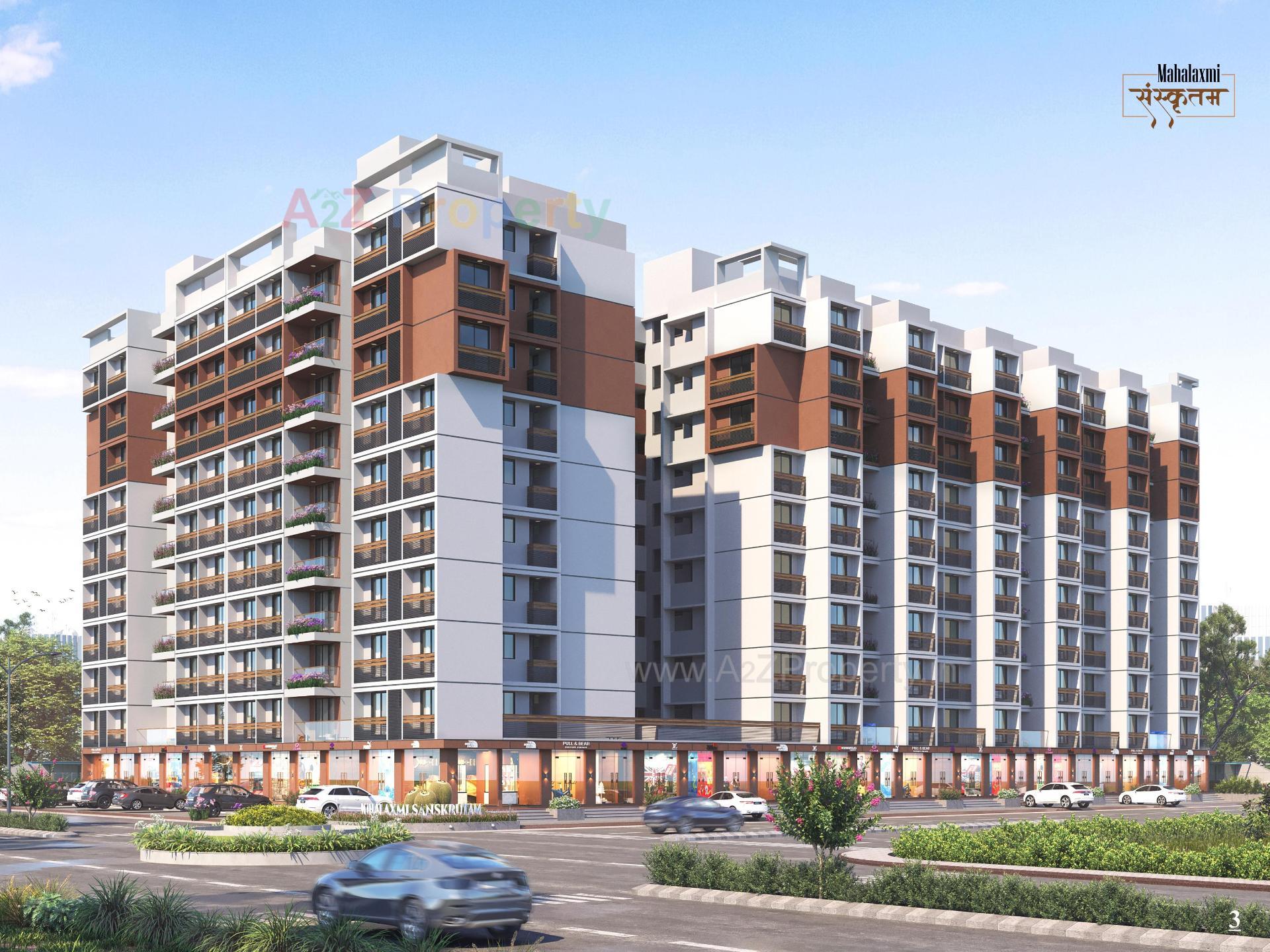 3D Elevation of real estate project Mahalaxmi Sanskrutam located at Pethapur, Gandhinagar, Gujarat