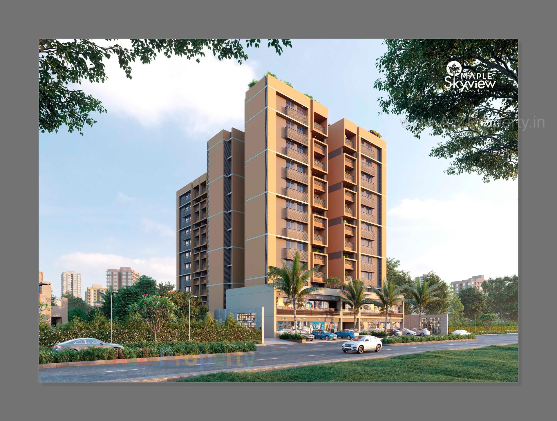 3D Elevation of real estate project Maple Skyview located at Chiloda-naroda, Gandhinagar, Gujarat