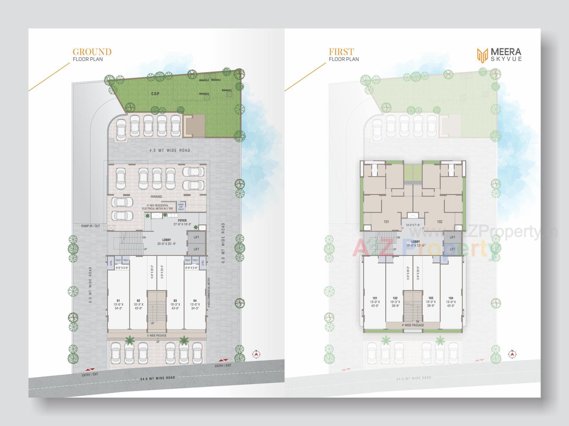 Layout of real estate project Meera Skyvue located at Raysan, Gandhinagar, Gujarat