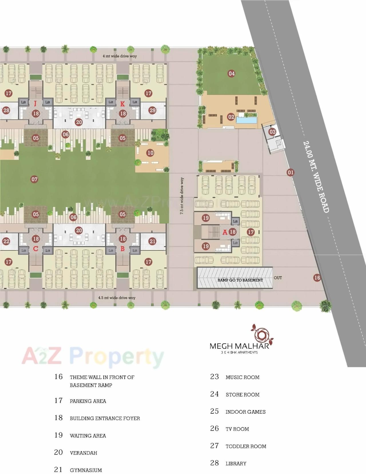 Layout of real estate project Megh Malhar located at Uvarsad, Gandhinagar, Gujarat
