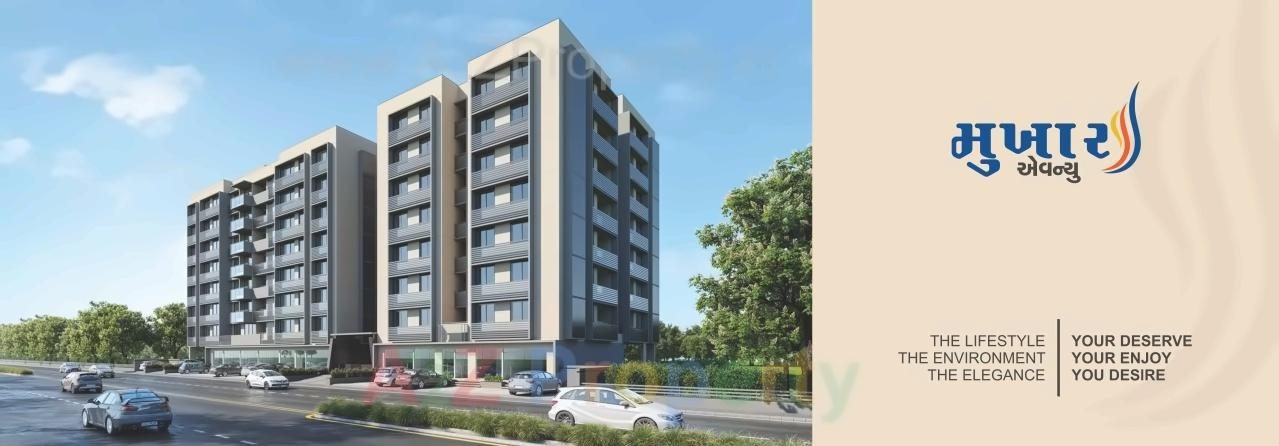 3D Elevation of real estate project Mukhar Avenue located at Gandhinagar, Gandhinagar, Gujarat