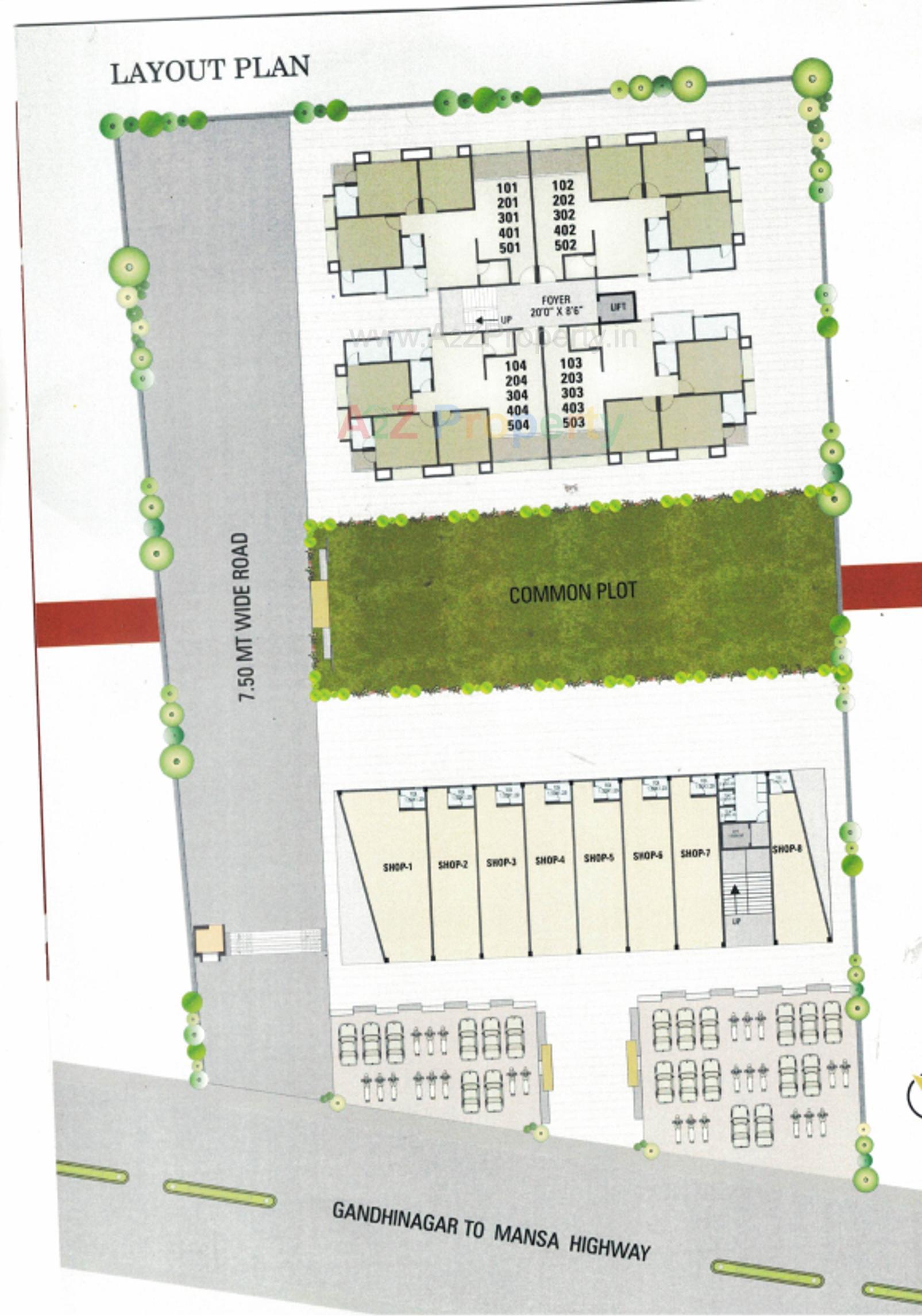Layout of real estate project Navkar  Complex Flats located at Mansa, Gandhinagar, Gujarat