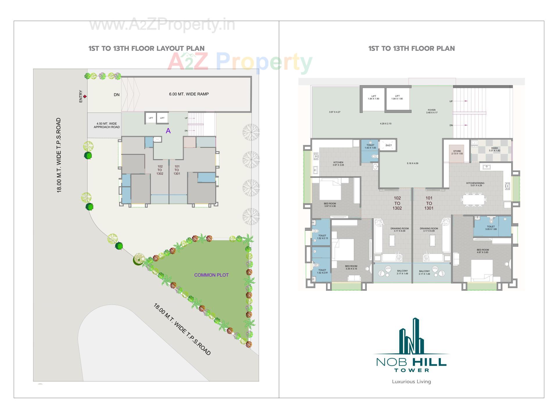 Layout of real estate project Nob Hill Tower located at Koba, Gandhinagar, Gujarat