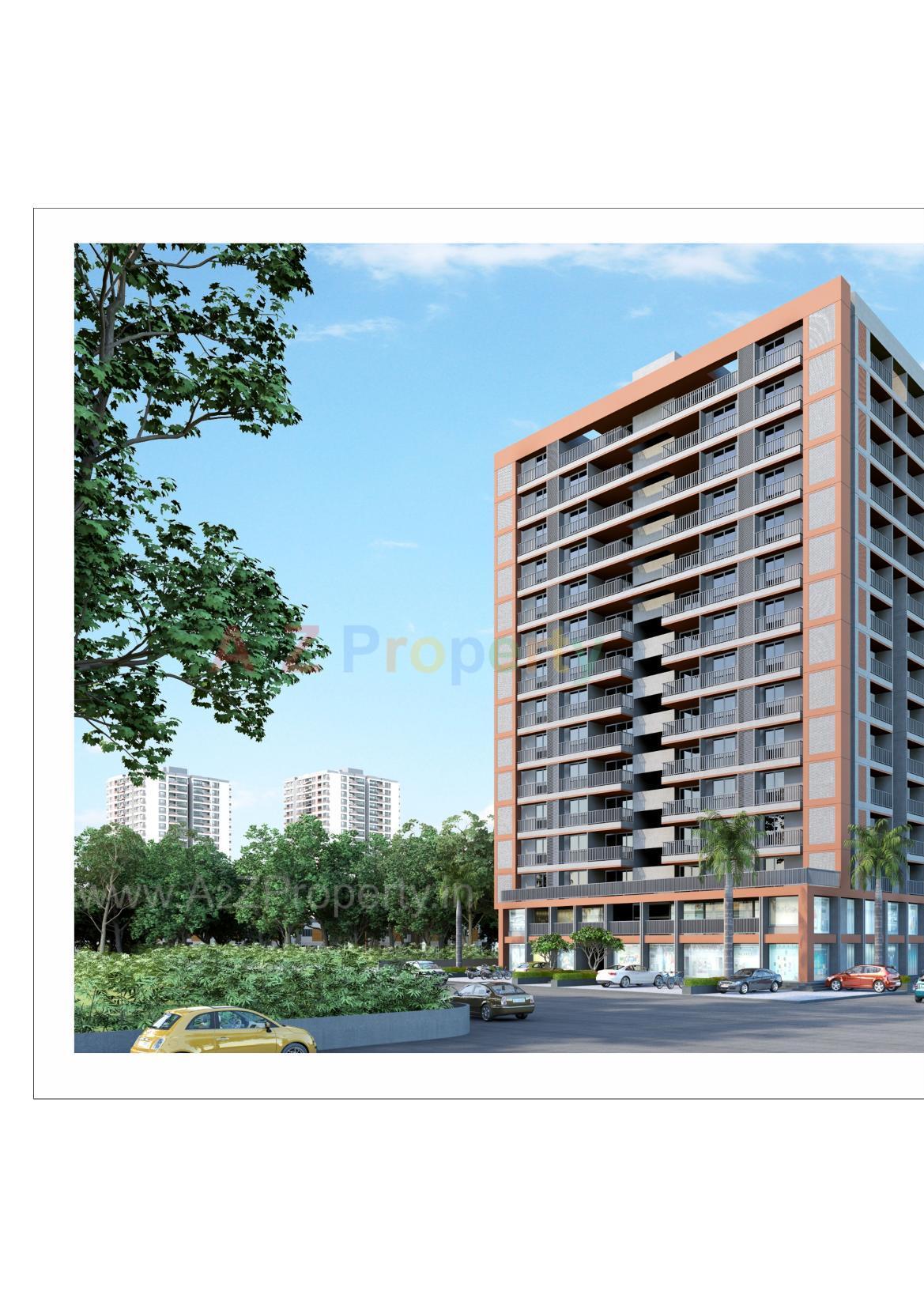 3D Elevation of real estate project Om Elegance located at Pethapur, Gandhinagar, Gujarat