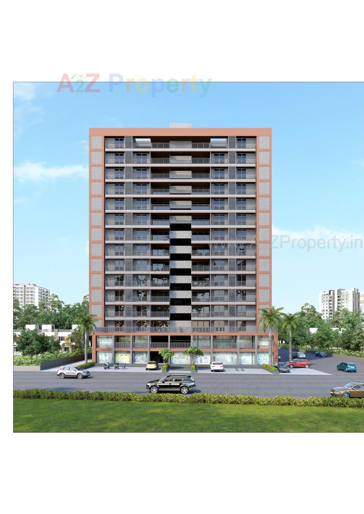 3D Elevation of real estate project Om Elegance located at Pethapur, Gandhinagar, Gujarat
