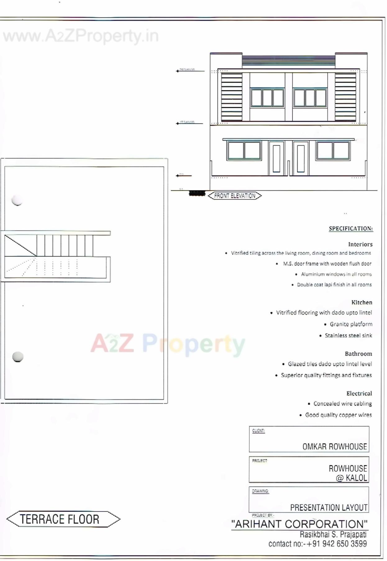 Layout of real estate project Omkar Row House located at Kalol, Gandhinagar, Gujarat
