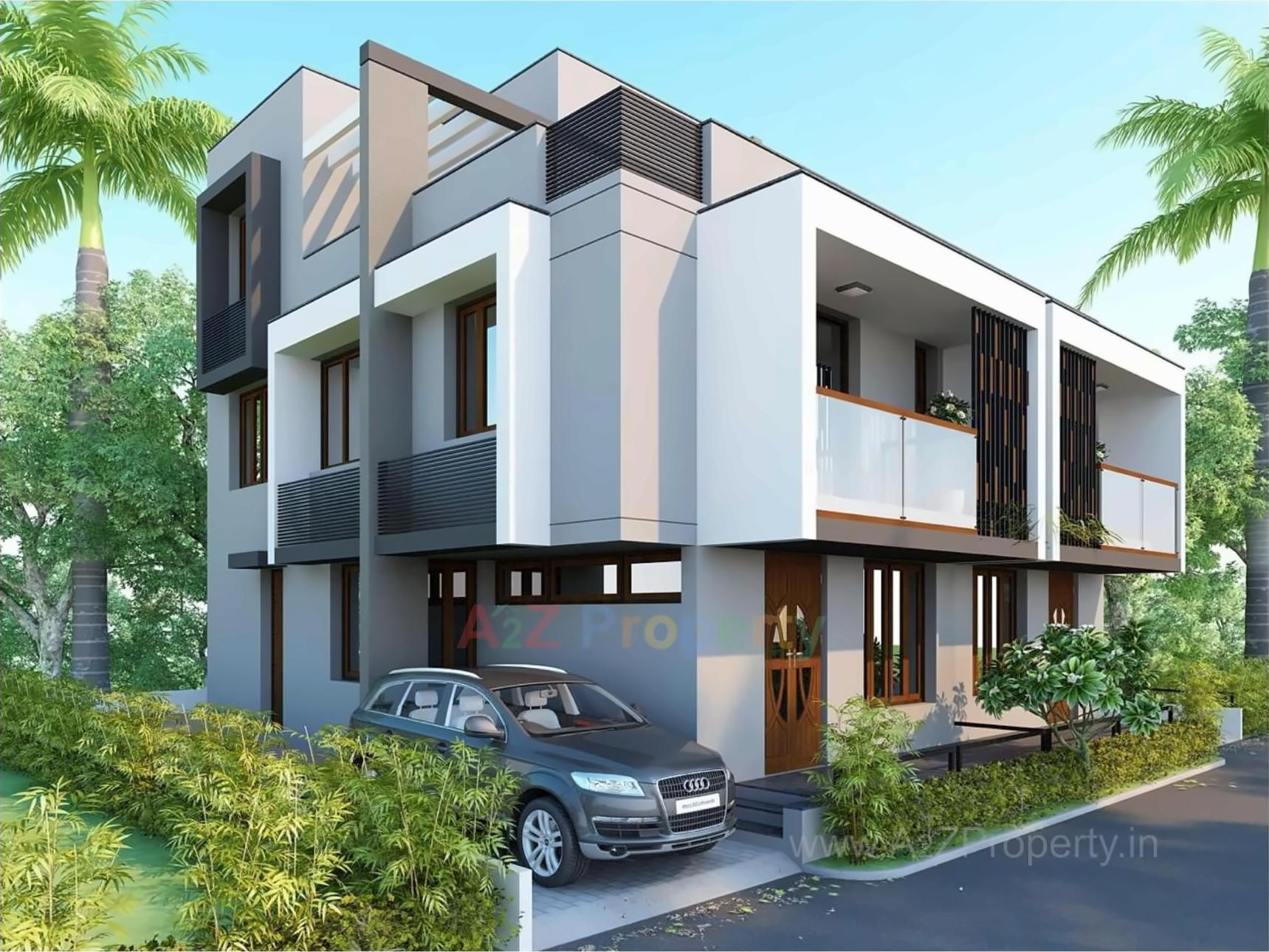 3D Elevation of real estate project Pancham Bunglows located at Koba, Gandhinagar, Gujarat