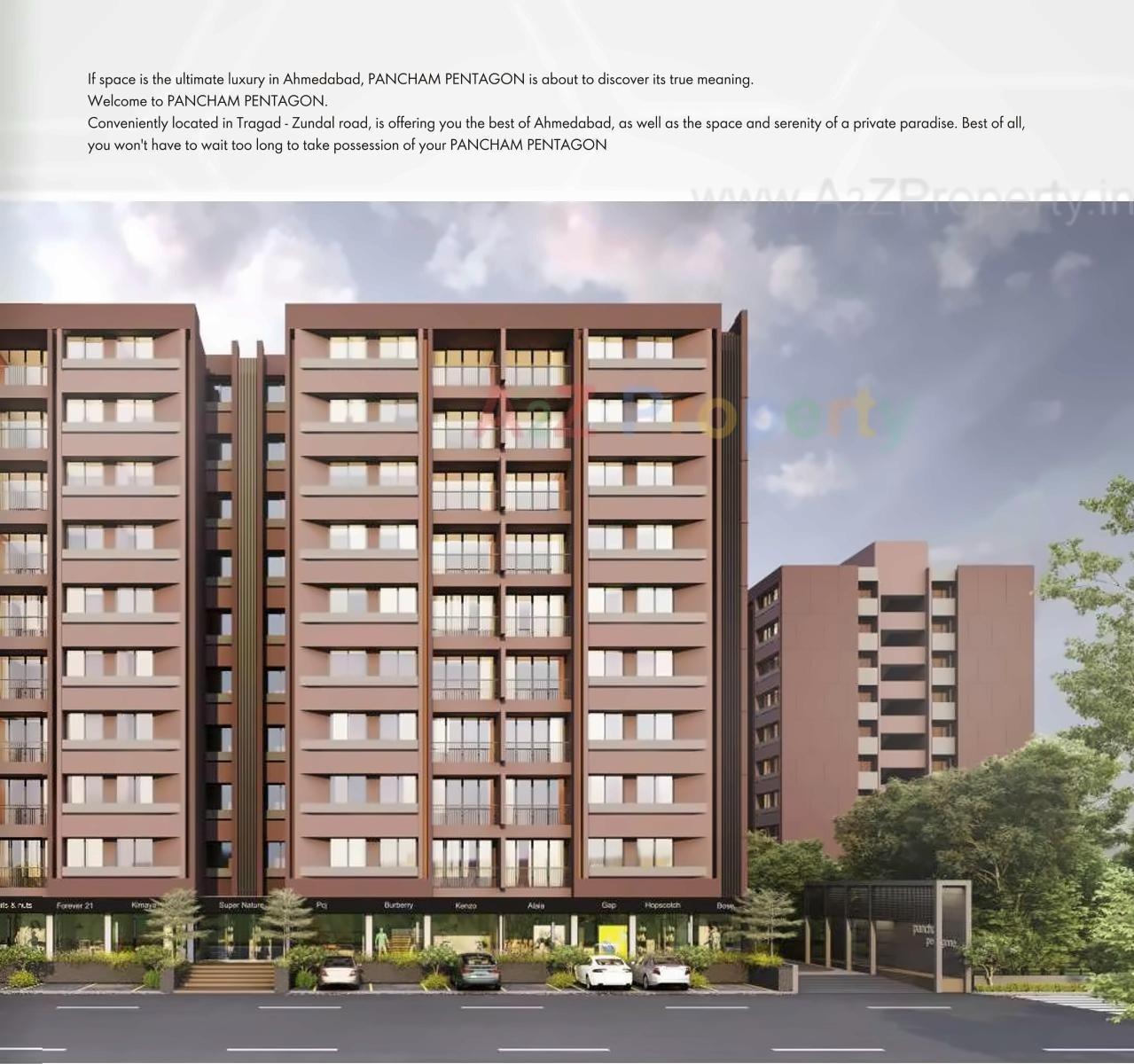 3D Elevation of real estate project Pancham Pentagon located at Zundal, Gandhinagar, Gujarat