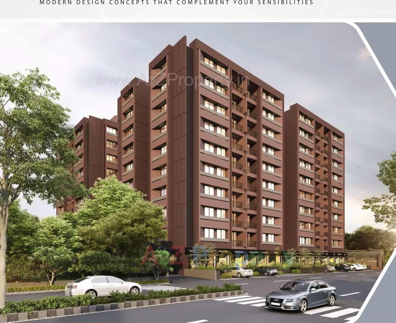 3D Elevation of real estate project Pancham Pentagon located at Zundal, Gandhinagar, Gujarat