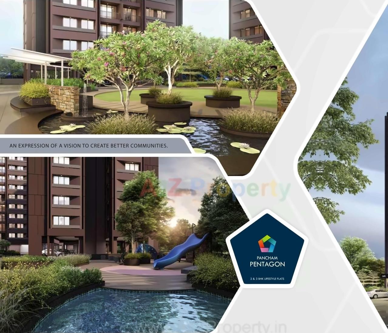 3D Elevation of real estate project Pancham Pentagon located at Zundal, Gandhinagar, Gujarat