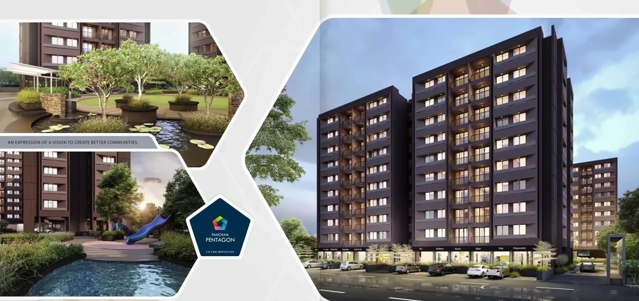 3D Elevation of real estate project Pancham Pentagon located at Zundal, Gandhinagar, Gujarat