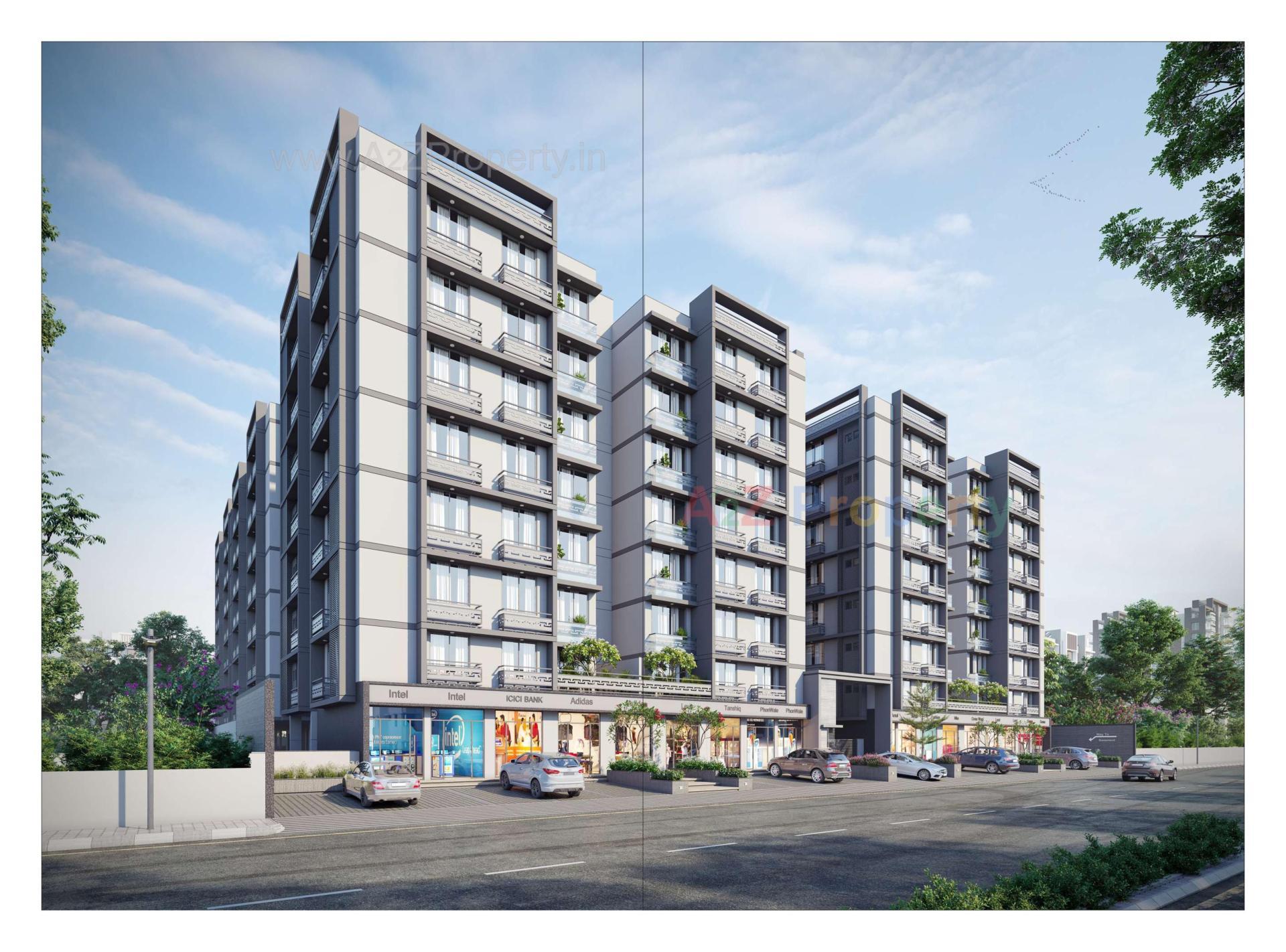 3D Elevation of real estate project Paras Residency located at Nana-chiloda, Gandhinagar, Gujarat