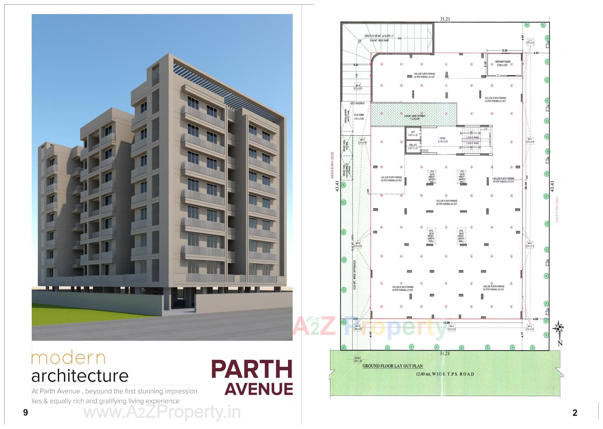Layout of real estate project Parth Avenue located at Kalol, Gandhinagar, Gujarat