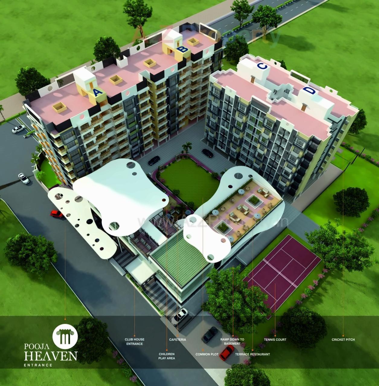 3D Elevation of real estate project Pooja Heaven located at Dehgam, Gandhinagar, Gujarat
