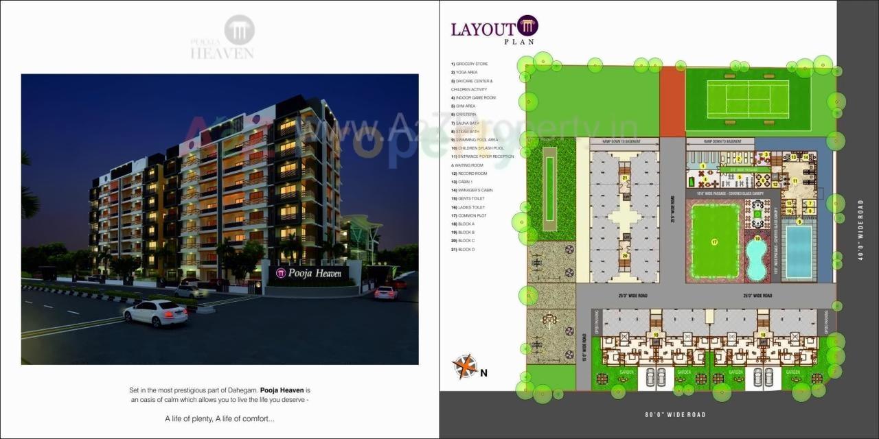 Layout of real estate project Pooja Heaven located at Dehgam, Gandhinagar, Gujarat