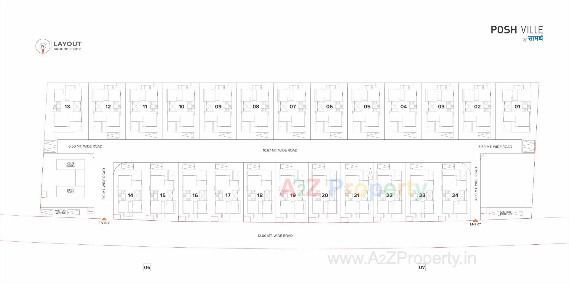Layout of real estate project Posh Ville By Saamarth located at Raysan, Gandhinagar, Gujarat