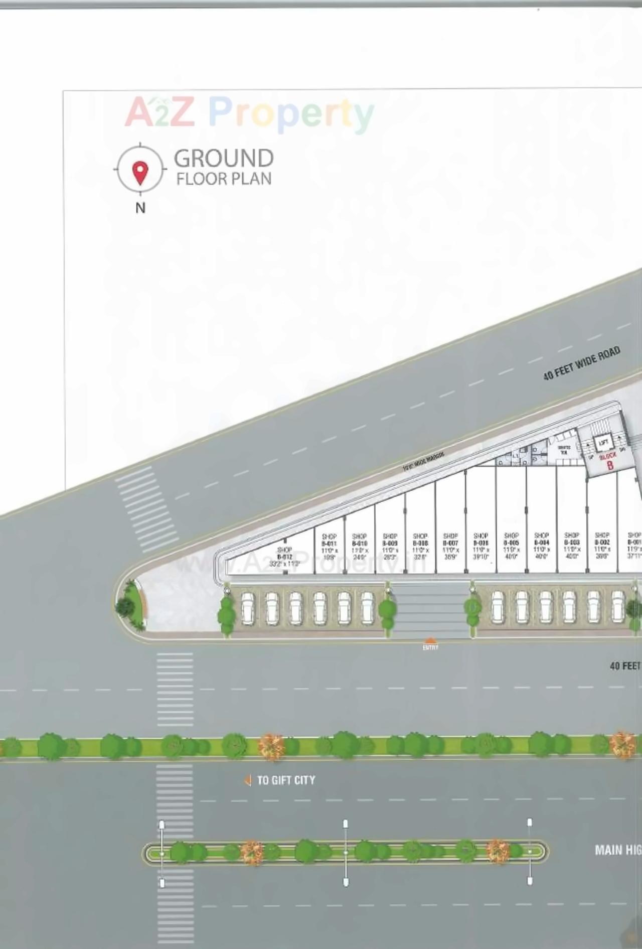 Layout of real estate project Pramukh Arcade located at Dholakuva, Gandhinagar, Gujarat