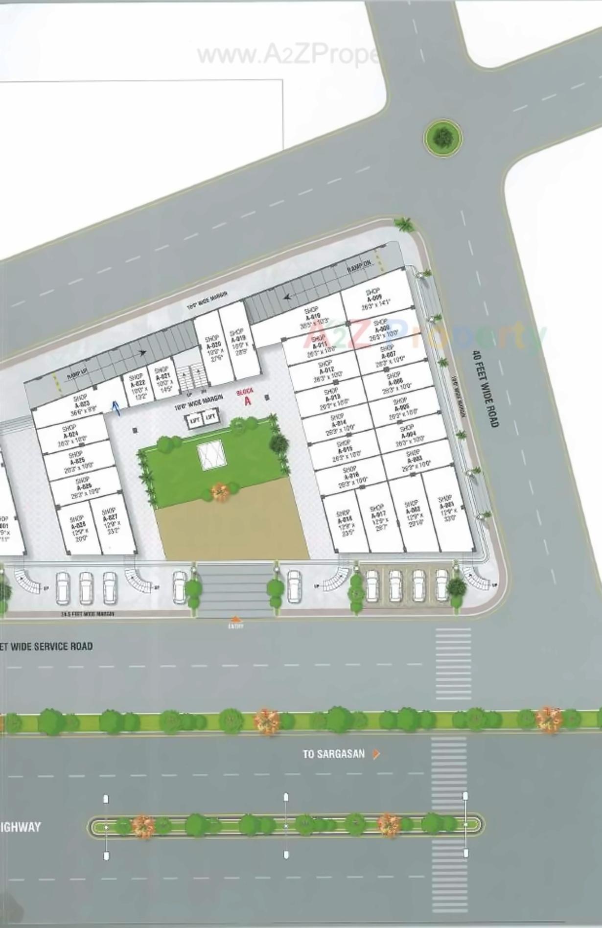 Layout of real estate project Pramukh Arcade located at Dholakuva, Gandhinagar, Gujarat