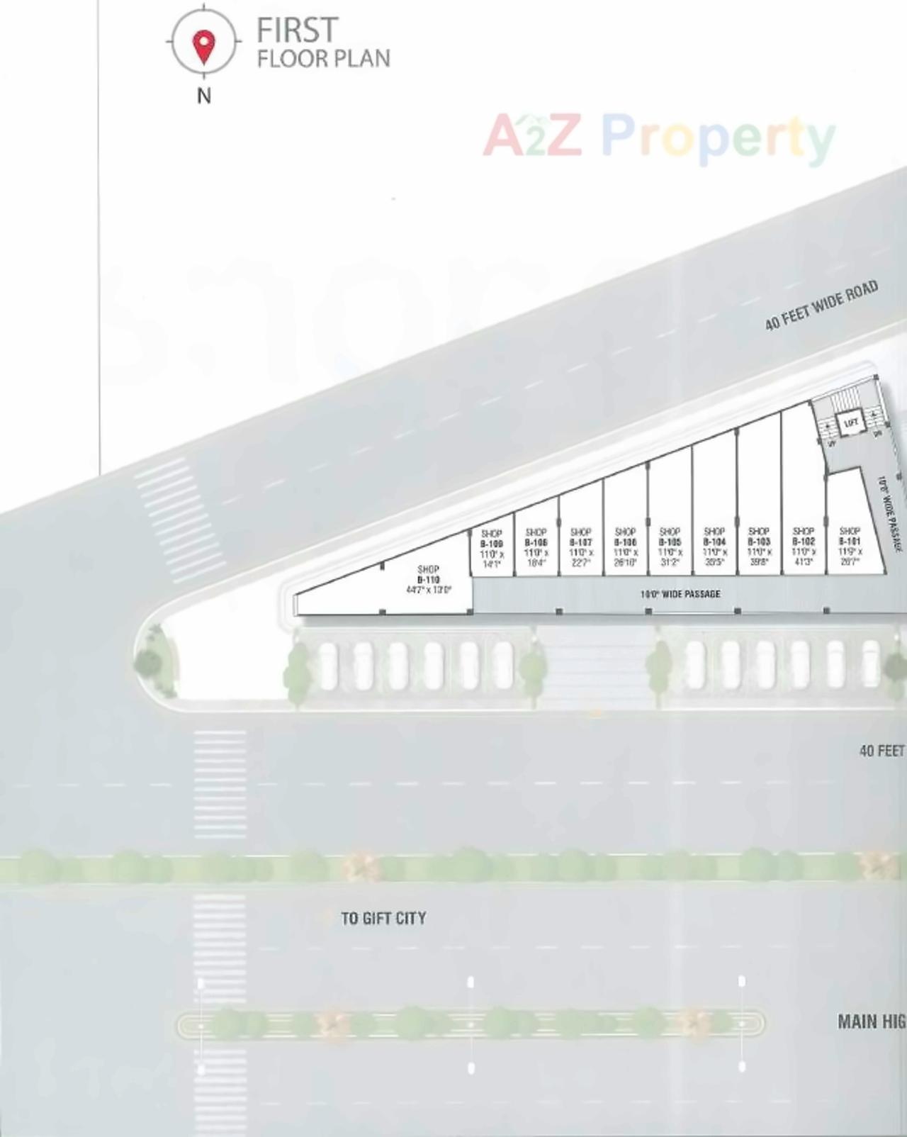 Layout of real estate project Pramukh Arcade located at Dholakuva, Gandhinagar, Gujarat