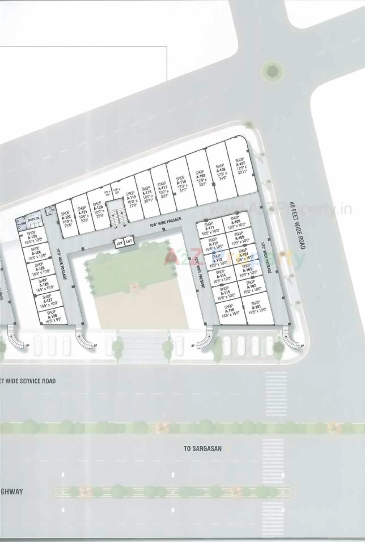 Layout of real estate project Pramukh Arcade located at Dholakuva, Gandhinagar, Gujarat