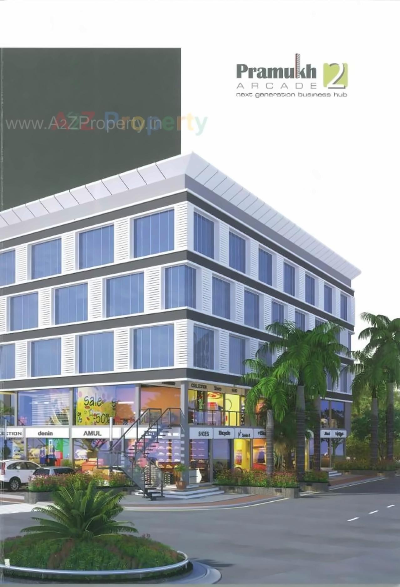 3D Elevation of real estate project Pramukh Arcade located at Dholakuva, Gandhinagar, Gujarat