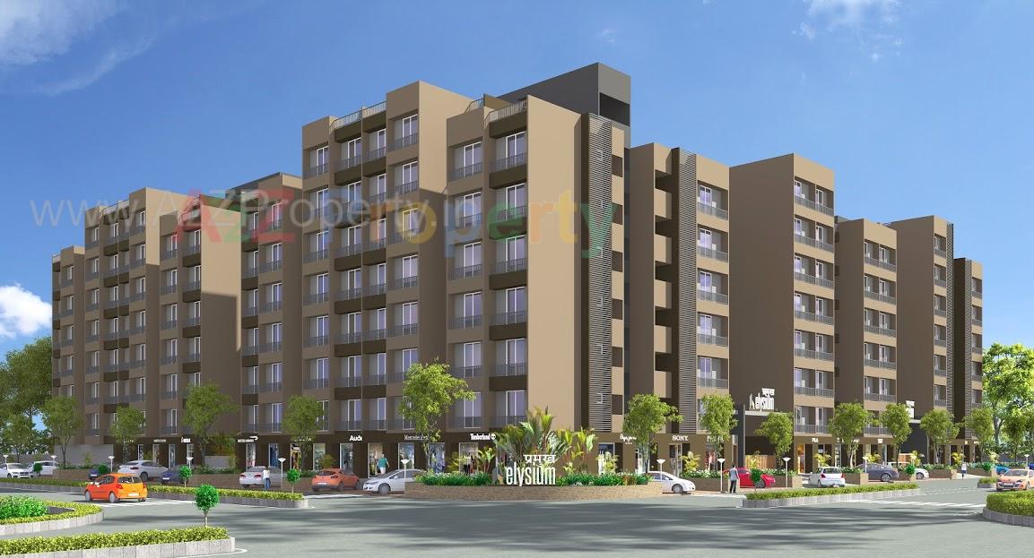 3D Elevation of real estate project Pramukh Elysium located at Uvarsad, Gandhinagar, Gujarat