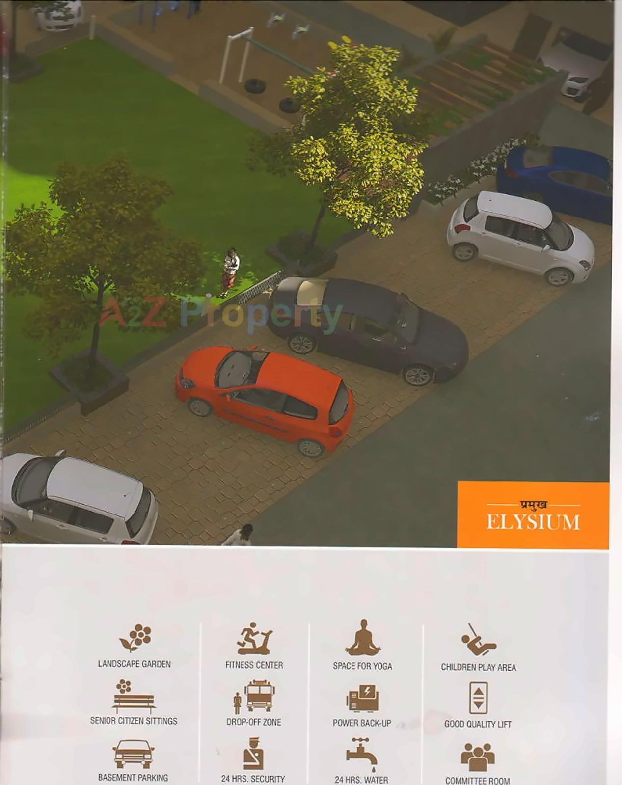 3D Elevation of real estate project Pramukh Elysium located at Uvarsad, Gandhinagar, Gujarat