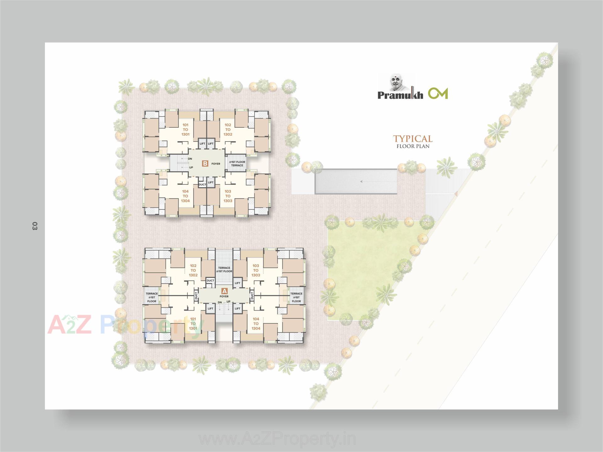 Layout of real estate project Pramukh Om located at Por, Gandhinagar, Gujarat