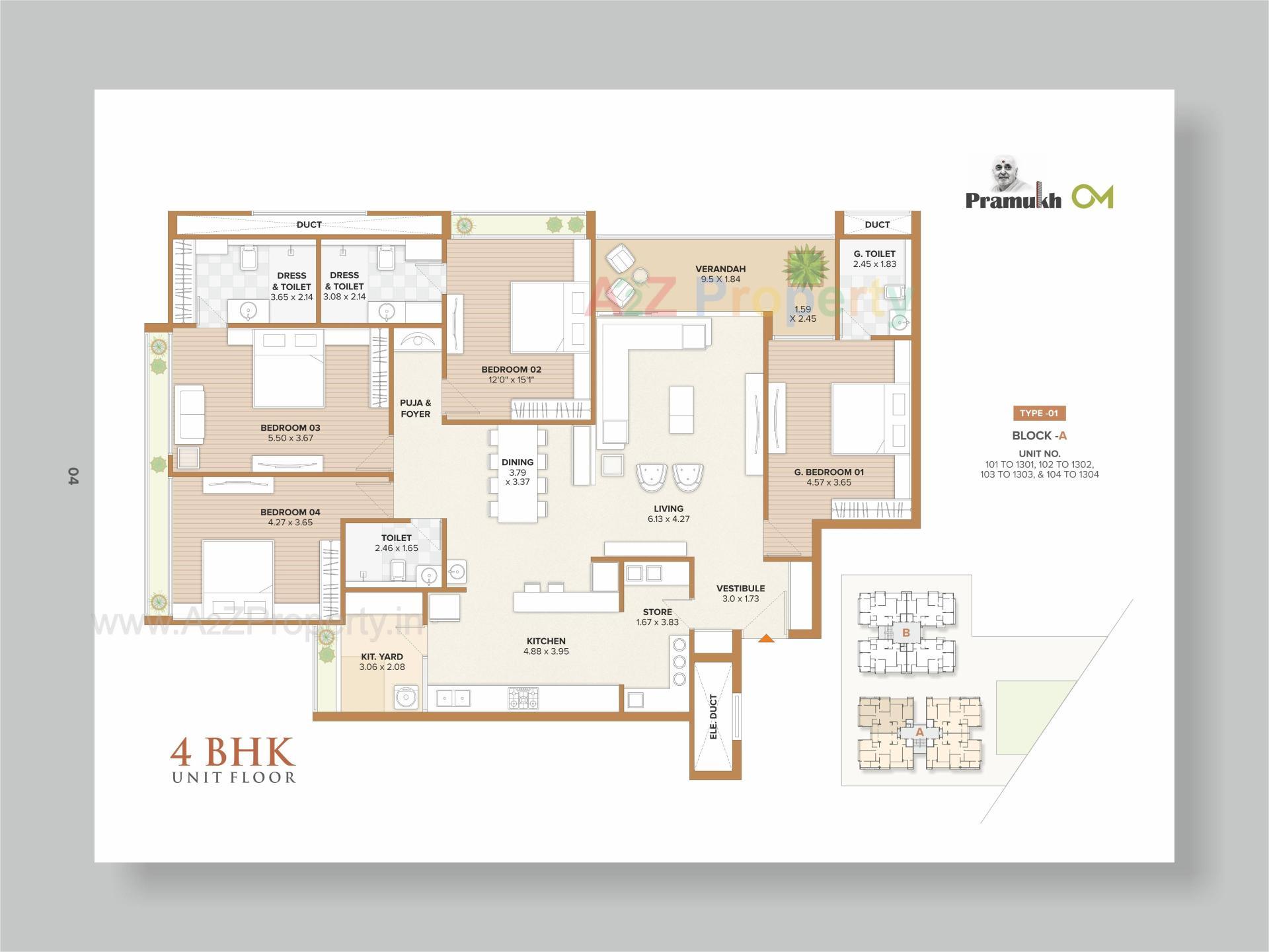 Layout of real estate project Pramukh Om located at Por, Gandhinagar, Gujarat
