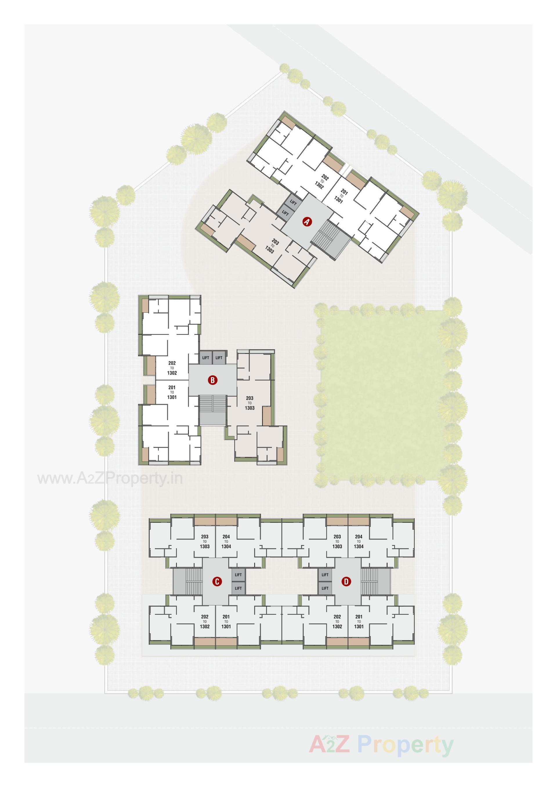 Layout of real estate project Pramukh Pentagon located at Por, Gandhinagar, Gujarat
