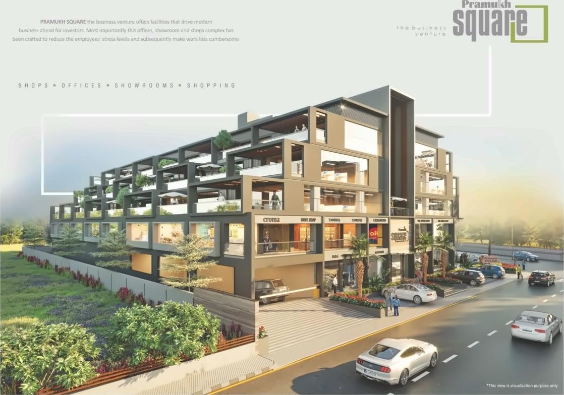 3D Elevation of real estate project Pramukh Square located at Sargasan, Gandhinagar, Gujarat