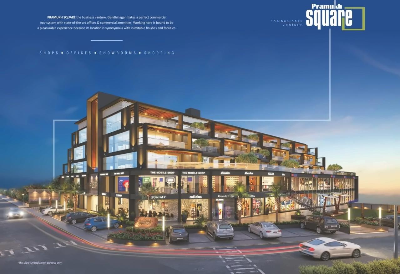 3D Elevation of real estate project Pramukh Square located at Sargasan, Gandhinagar, Gujarat