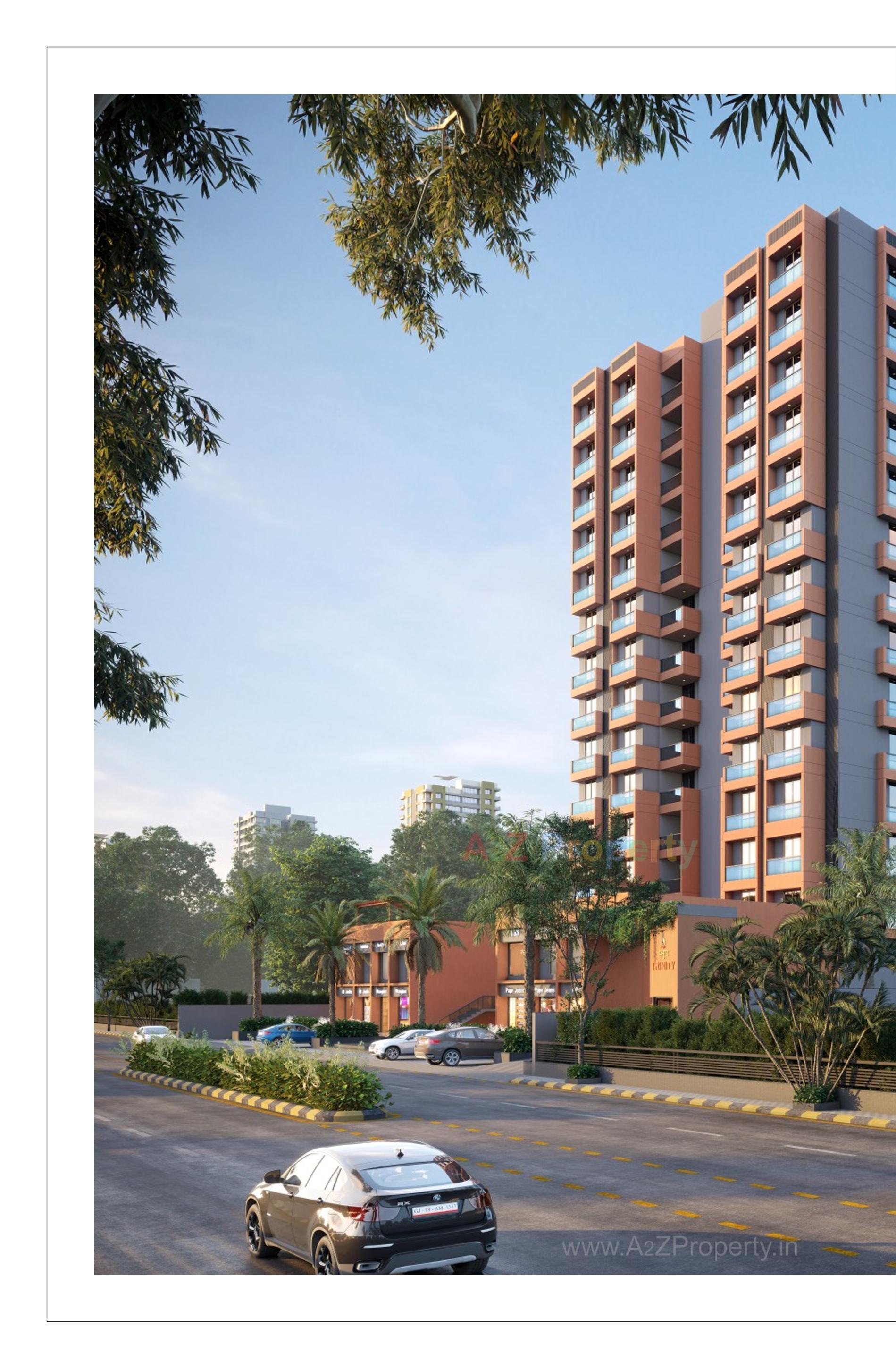 3D Elevation of real estate project Pramukh Trinity located at Uvarsad, Gandhinagar, Gujarat