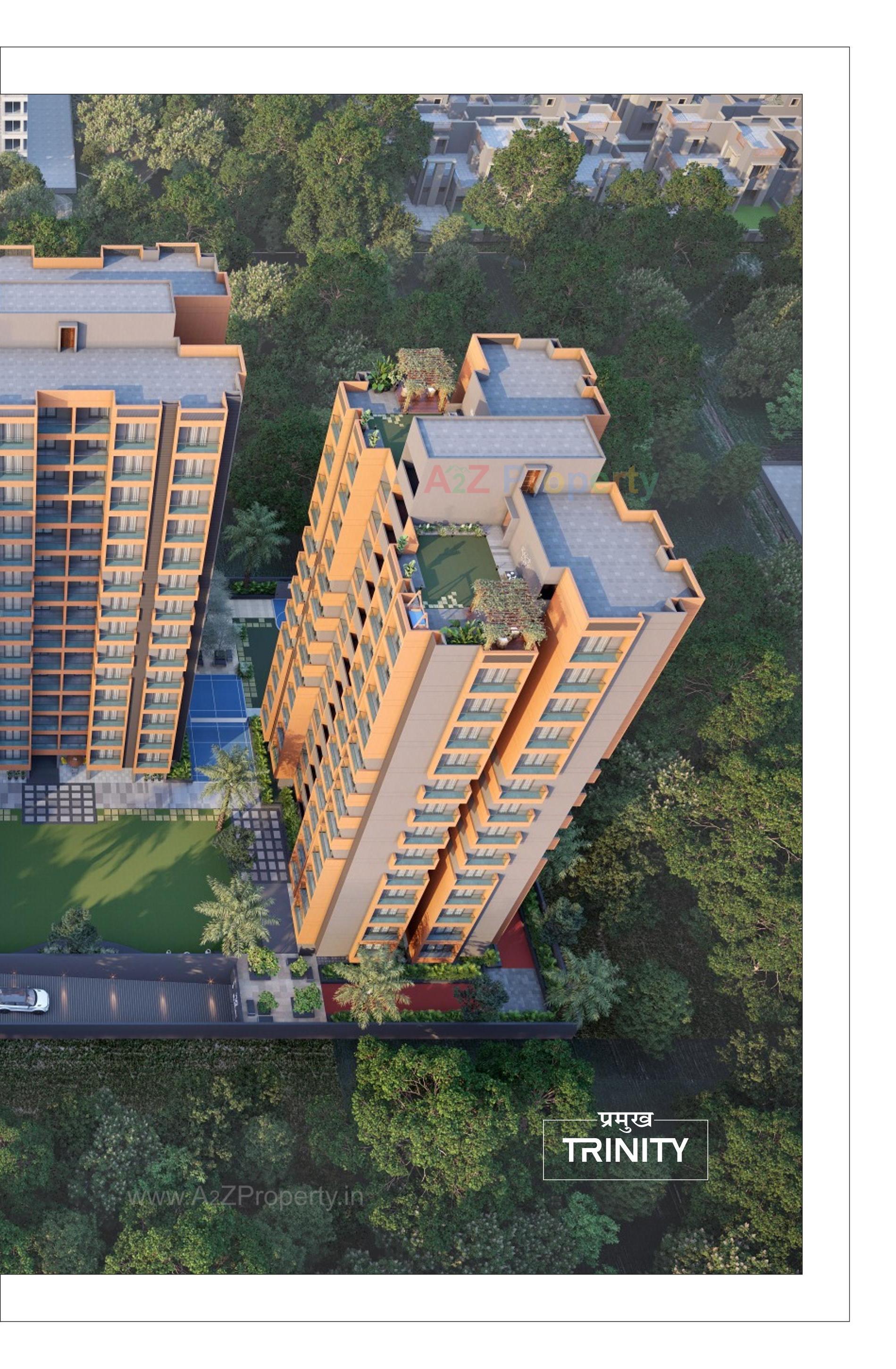 3D Elevation of real estate project Pramukh Trinity located at Uvarsad, Gandhinagar, Gujarat