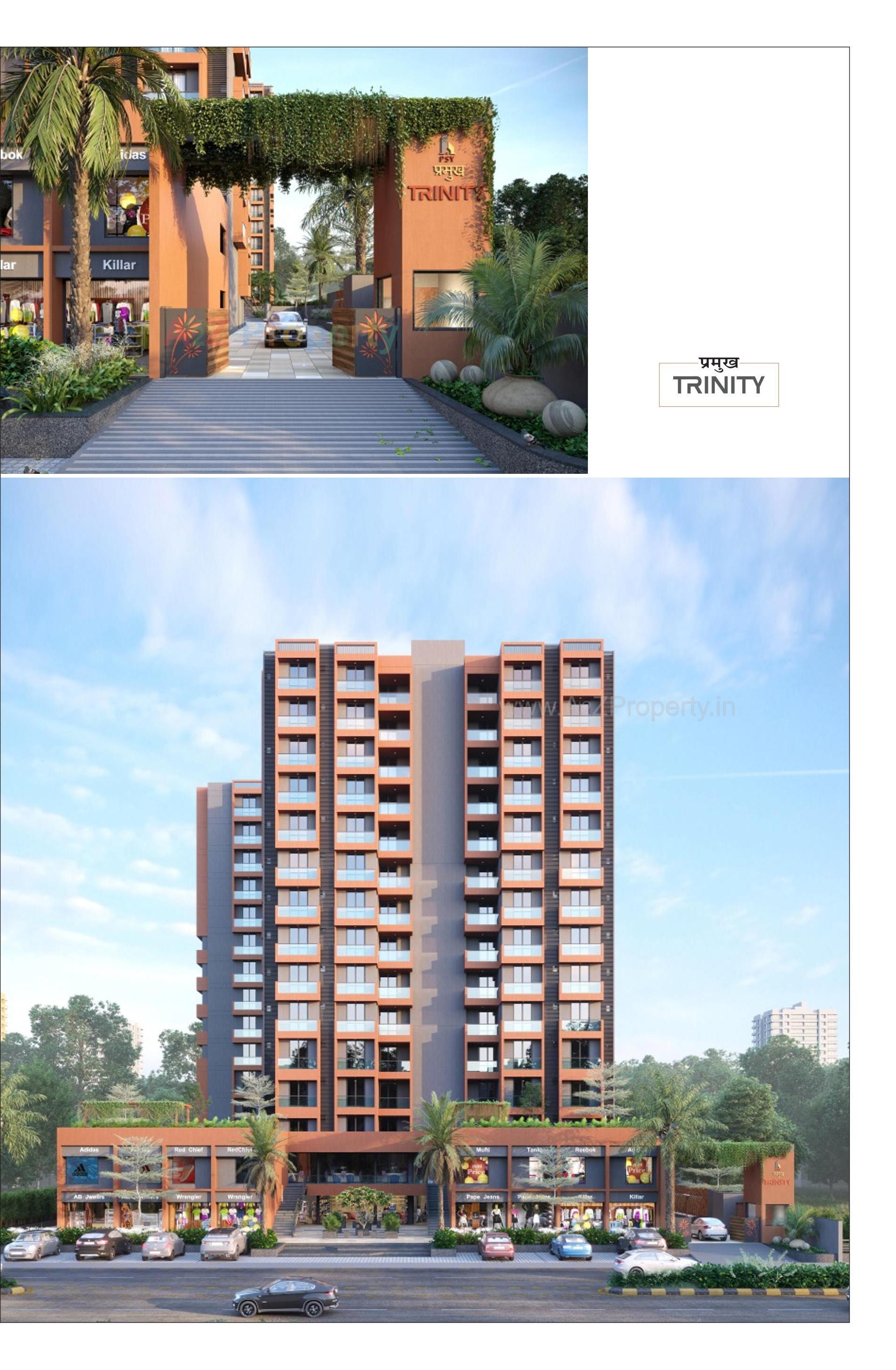 3D Elevation of real estate project Pramukh Trinity located at Uvarsad, Gandhinagar, Gujarat