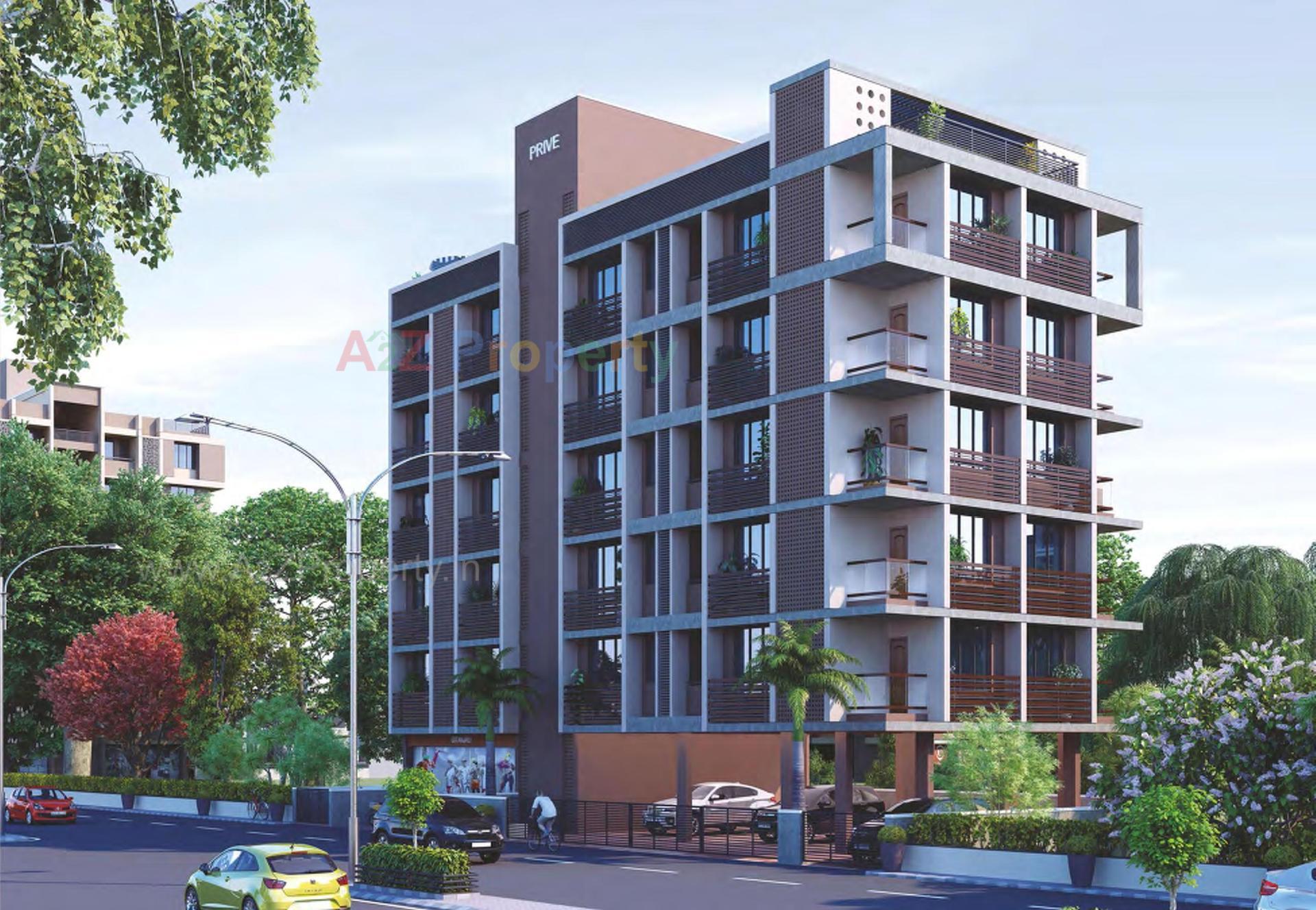 3D Elevation of real estate project Prive' located at Uvarsad, Gandhinagar, Gujarat