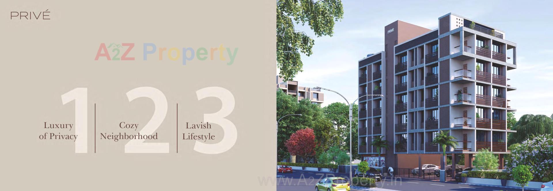 3D Elevation of real estate project Prive' located at Uvarsad, Gandhinagar, Gujarat