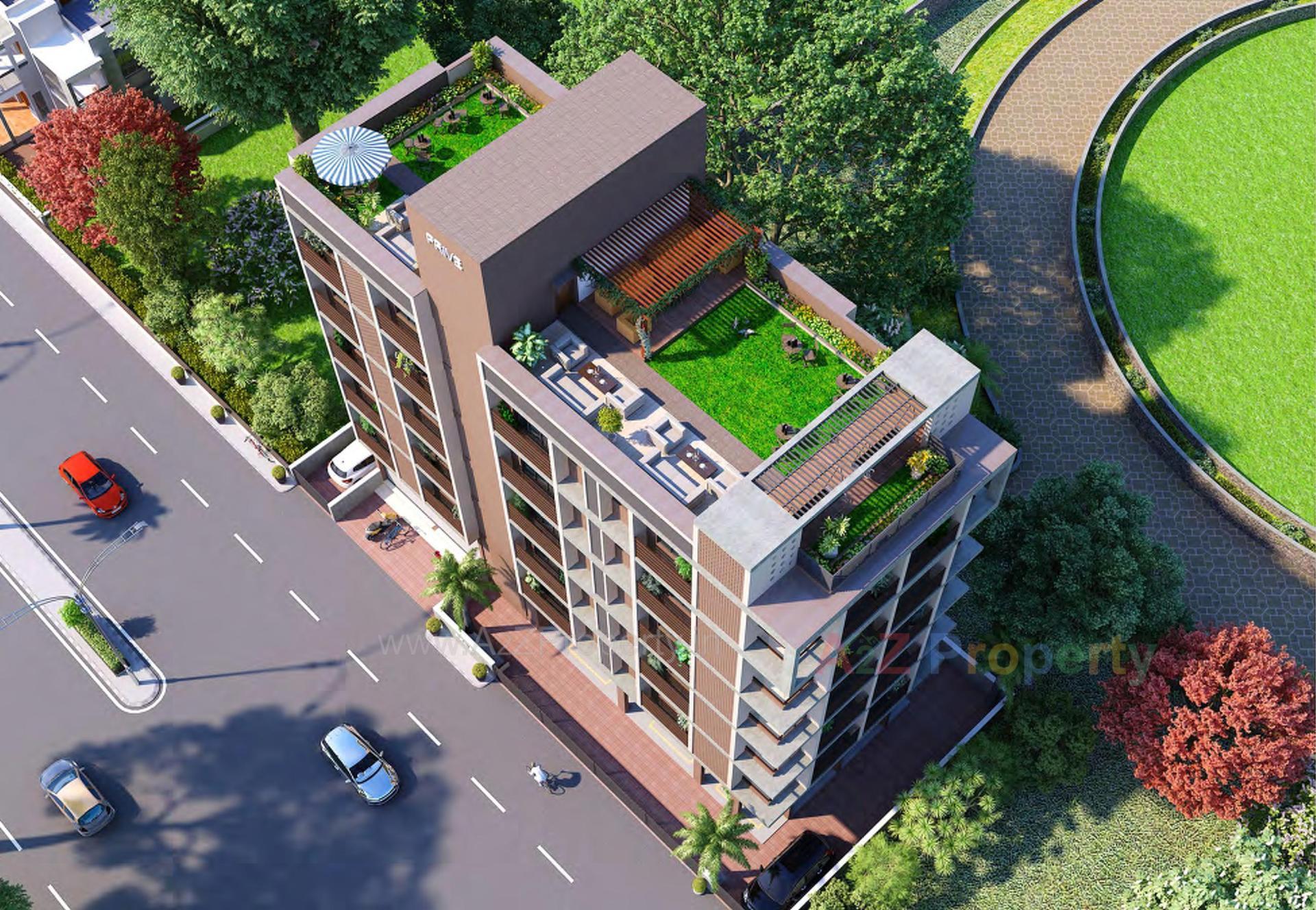 3D Elevation of real estate project Prive' located at Uvarsad, Gandhinagar, Gujarat