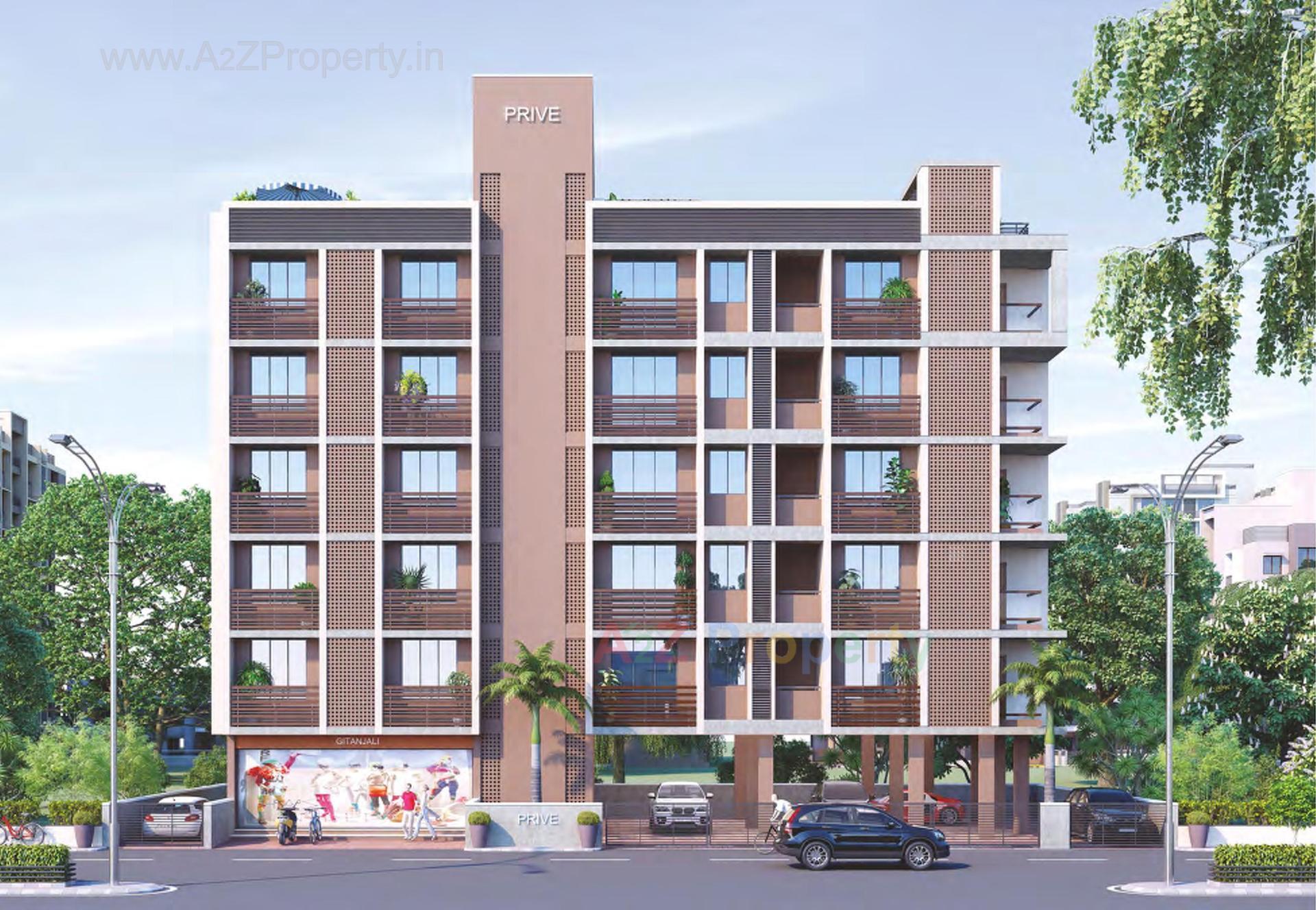3D Elevation of real estate project Prive' located at Uvarsad, Gandhinagar, Gujarat