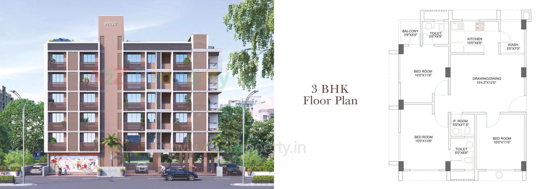  of real estate project Prive' located at Uvarsad, Gandhinagar, Gujarat