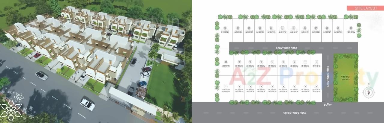 Layout of real estate project Pushapak Bungalows located at Kalol, Gandhinagar, Gujarat