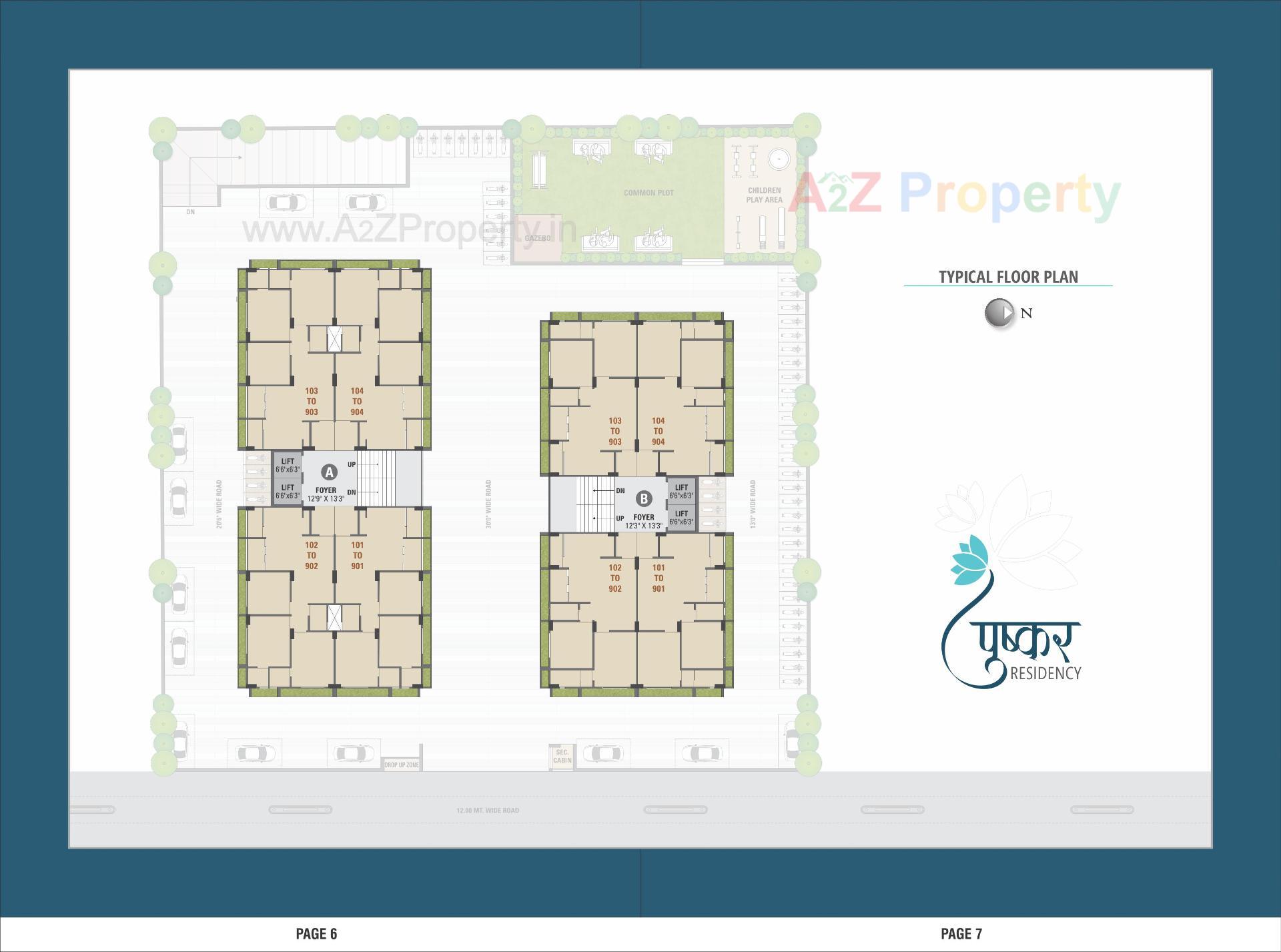Layout of real estate project Pushkar Residency located at Gandhinagar, Gandhinagar, Gujarat