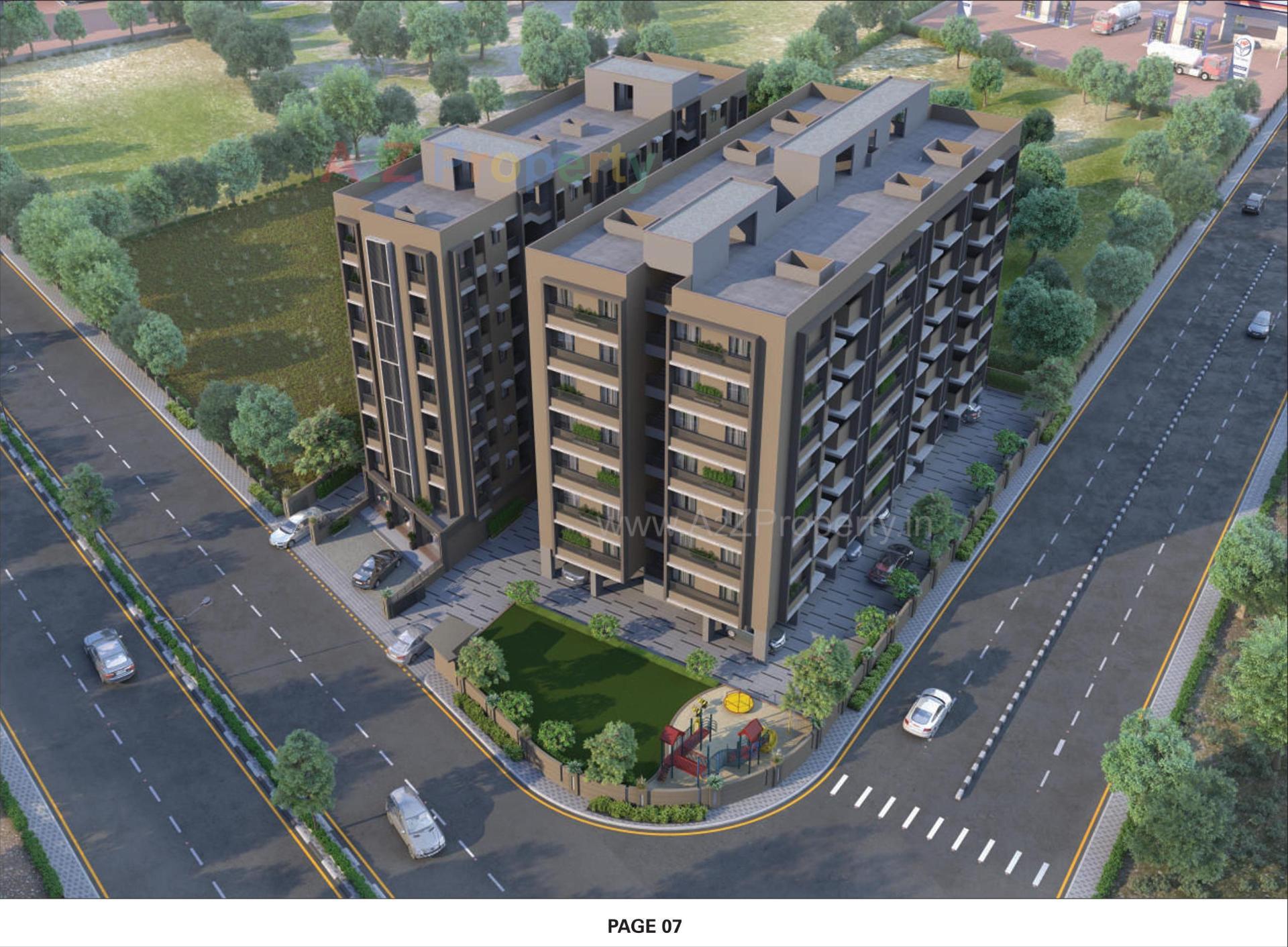3D Elevation of real estate project Pushpak Heights located at Gandhinagar, Gandhinagar, Gujarat